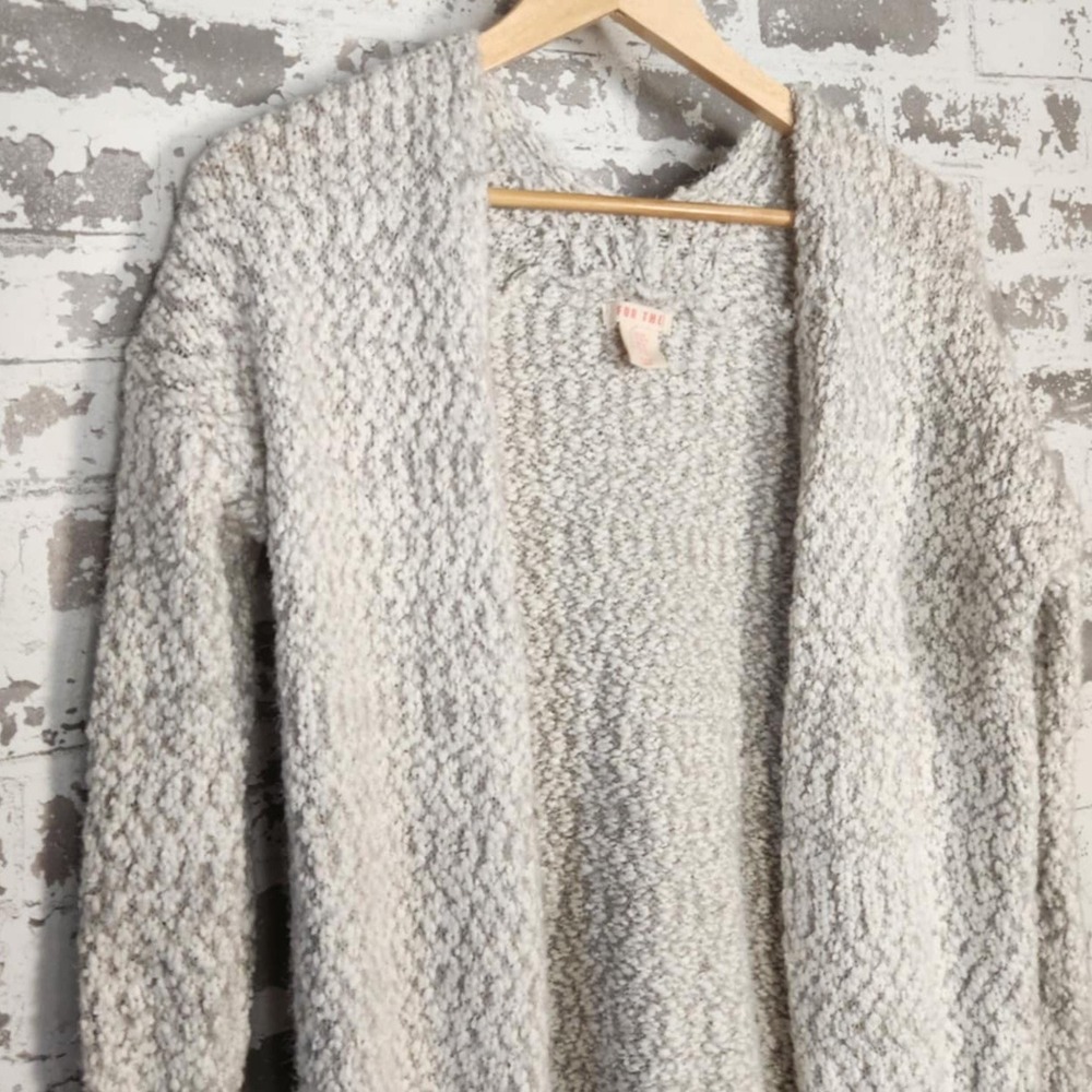 For Thee Knit Open Front Cardigan Sweater Pockets XS Cozy Comfy Over Sized Long - Picture 3 of 16